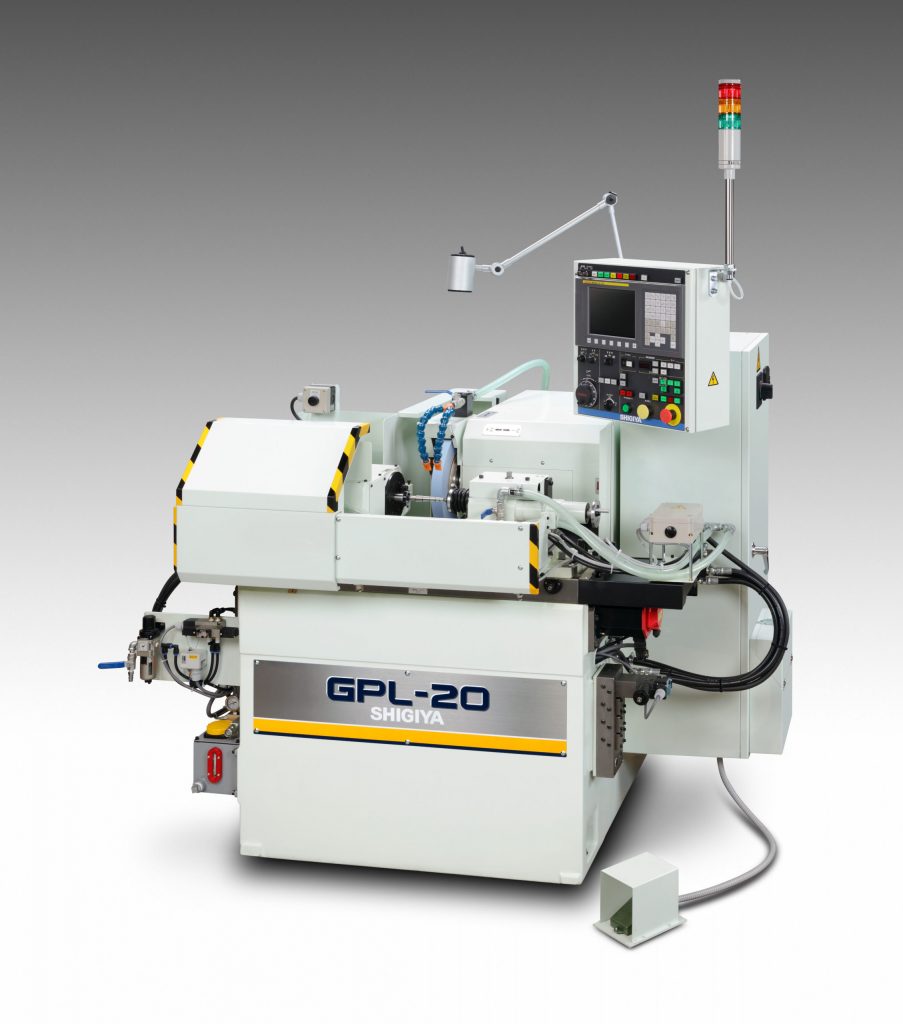 Shigiya GPL-20; GPL-20B CNC cylindrical grinder with simultaneous 2-axis control for high-precision grinding and automated machining applications.