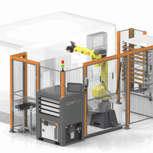 Agile Modular CNC Machine Tool Loading System featuring robotic integration CNC machine design and automation solutions for multiple CNC milling machines loading.
