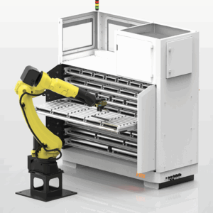 Agile Flex MEGA S MEGA-capacity CNC loader heavy-part CNC automation load robotic system handling large shafts and components.