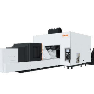 Mazak Vortex 1400/160-II vertical CNC system equipped with high-speed spindle and dual-table setup for heavy-duty 5-axis machining and Automation Machine Tool Solutions
