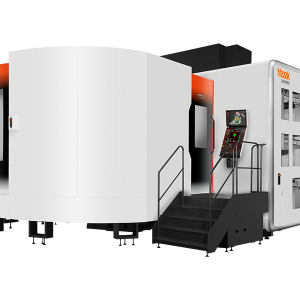 Mazak Vortex e-1600V 5-axis vertical machining center with pallet changer and advanced tool changers for large workpiece machining.