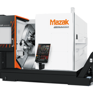 Mazak HQR-250 multi-tasking CNC machine with dual-spindle CNC turning center, twin-turret CNC lathe, and bar feeder CNC machine integration.