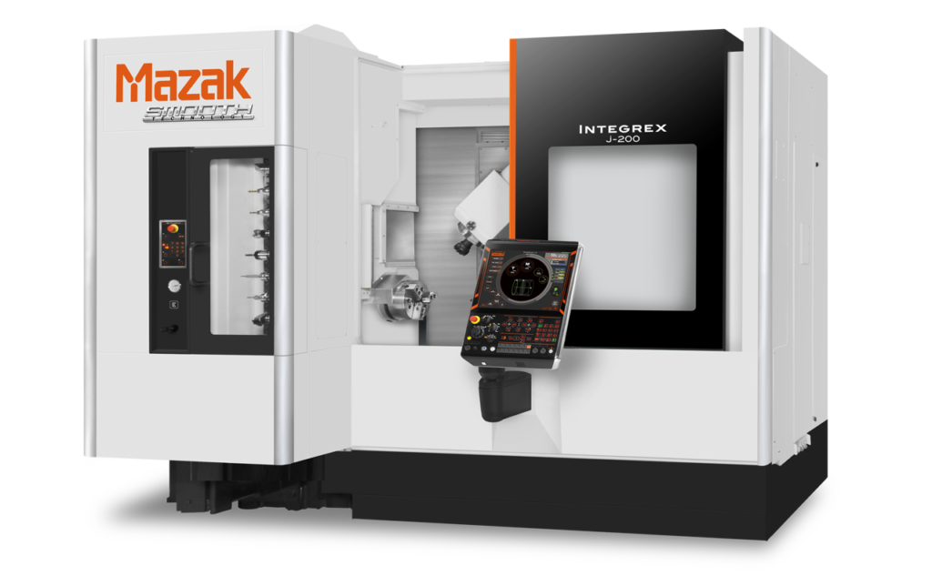 Integrex j-200 shown with job shop machining equipment, precision milling tools, and an automated loading system for CNC and industrial machining applications.