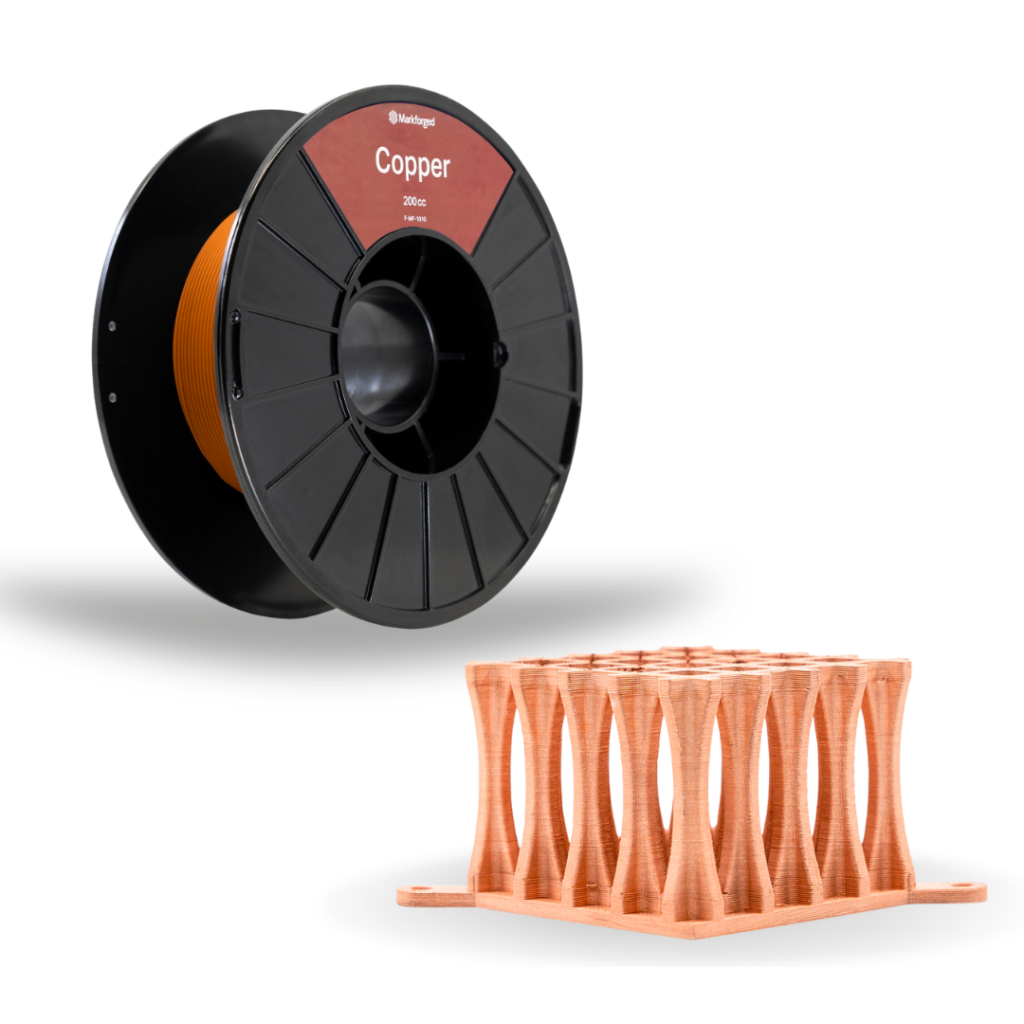 Copper heat transfer 3D materials for conductive additive manufacturing, and thermal management 3D parts and printing applications.