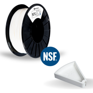 Nylon White FS food-safe nylon filament for 3D printing food safe parts using NSF certified nylon and FDA compliant nylon.