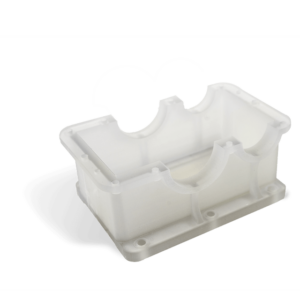 Clear 3D printed component made with VisiJet M2R-CL resin, showcasing transparency and fine detail with Rigid clear photopolymer and MJP 2500 compatible resin