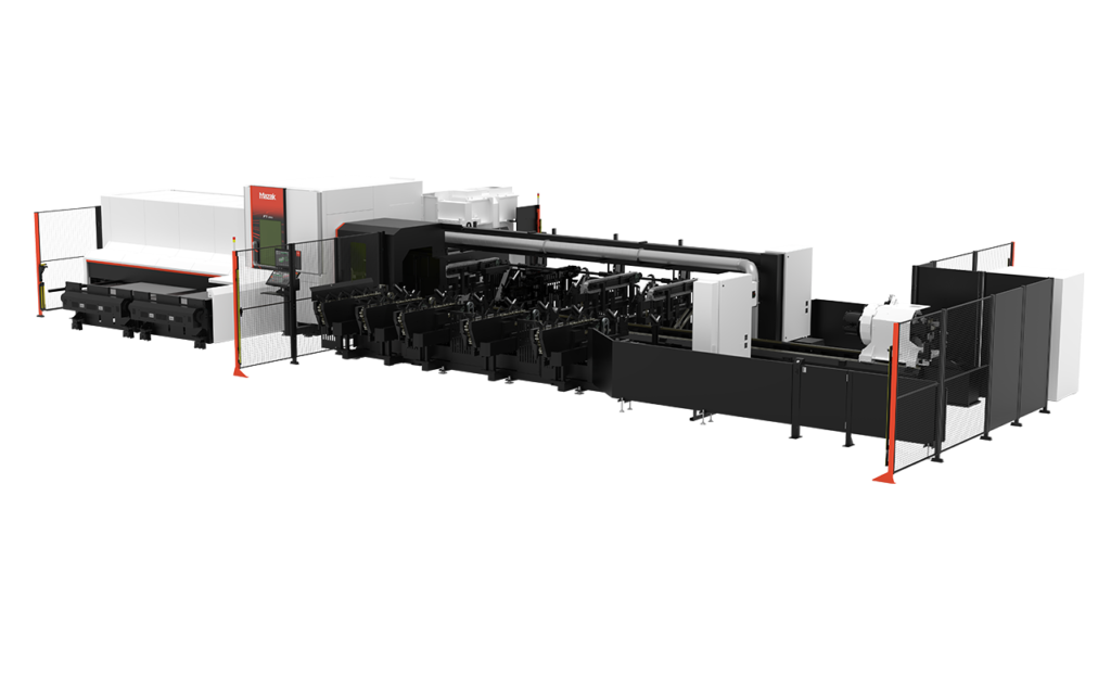 Mazak FT-250 laser processing machine with U-axis and C-axis control, rotary tool changer, and laser automation for pipe processing.