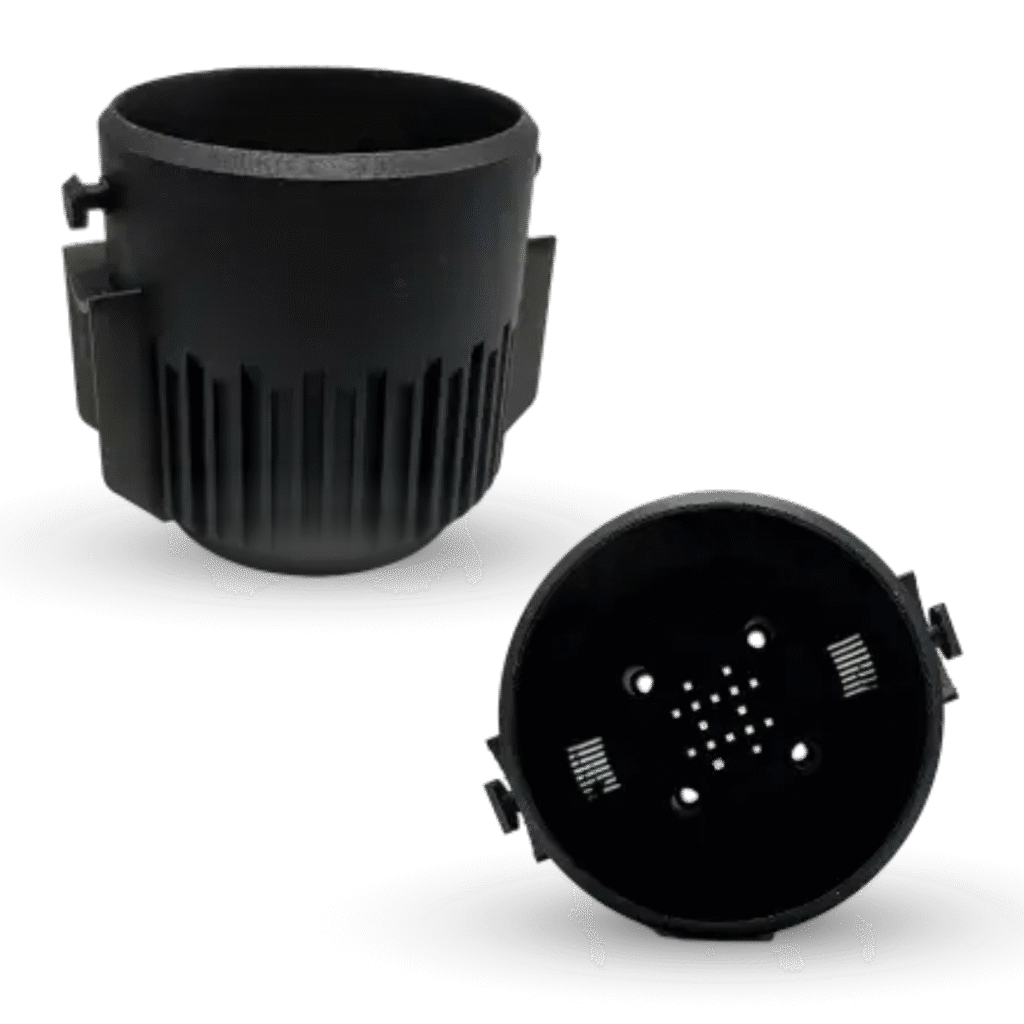 Accura Xtreme Black 3D printing resin displayed in prototype parts, showcasing accurate 3D printing material performance for additive manufacturing prototyping solutions.